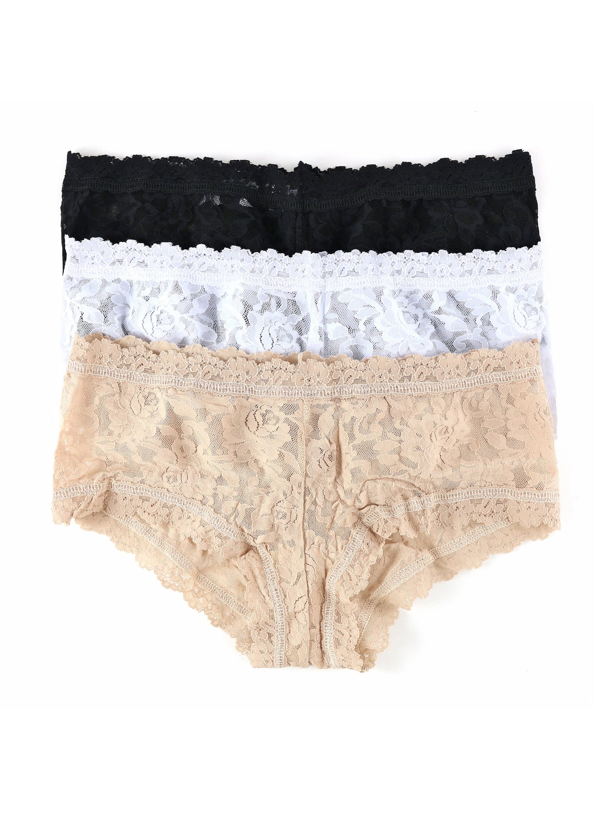 Buy Black Short Cotton and Lace Knickers 4 Pack from Next Poland