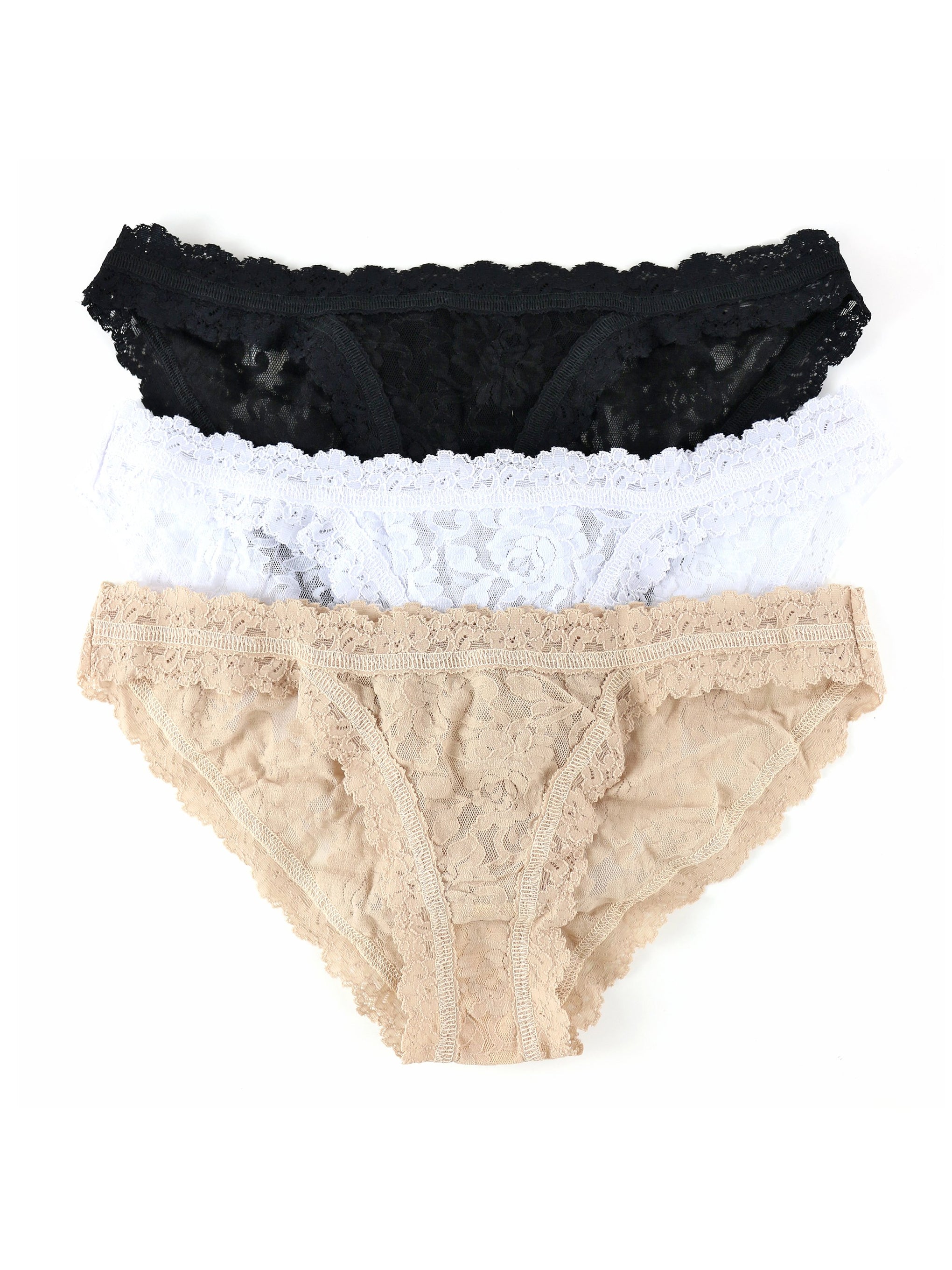 LOT OF 6 Vintage Panties Silky Nylon Lace Bikini High Leg Brief Sz