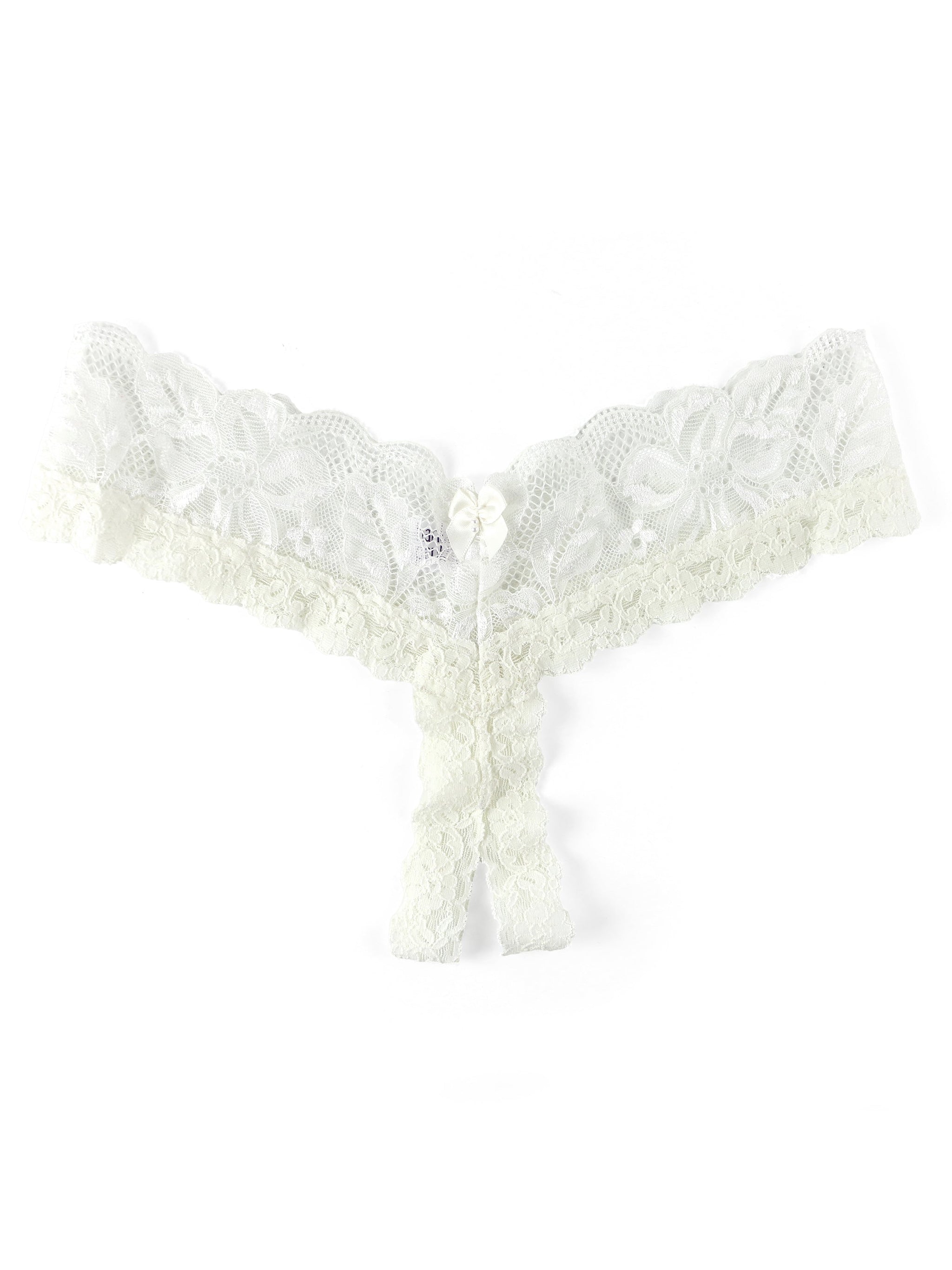 Signature Lace Crotchless Teddy White